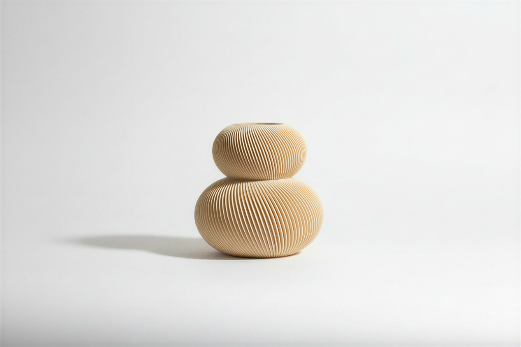 Vase Dublo - Beige Vase mit doppelter Kugelform